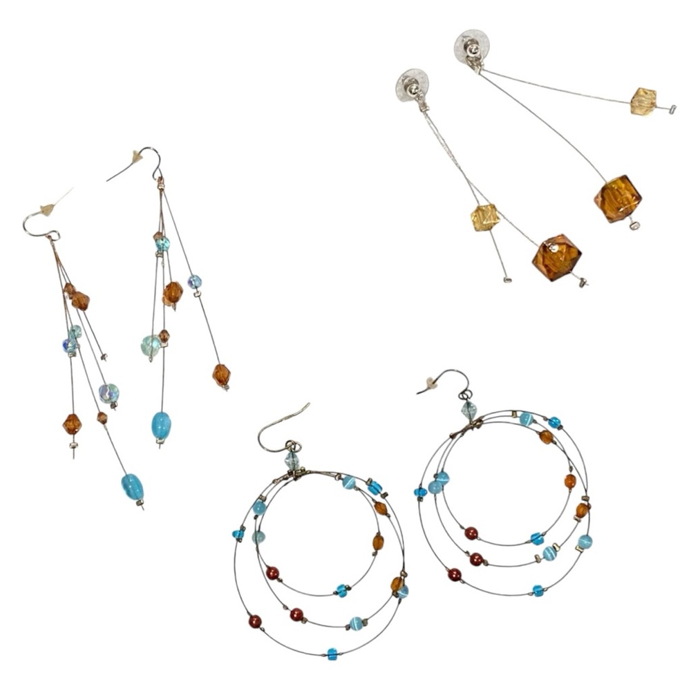 Multicolor Bead Dangle Earrings Bundle (3 Pairs)